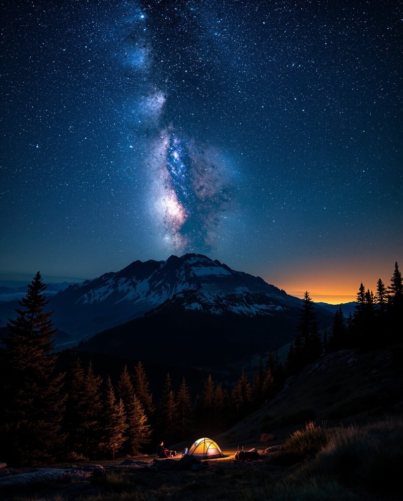 夜景星空 - 霓虹与星河交错的夜晚，拥抱静谧与浪漫。